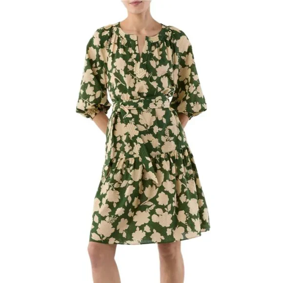 Ann Mashburn green shadow floral seersucker tiered Allegra dress - Picture 4 of 8